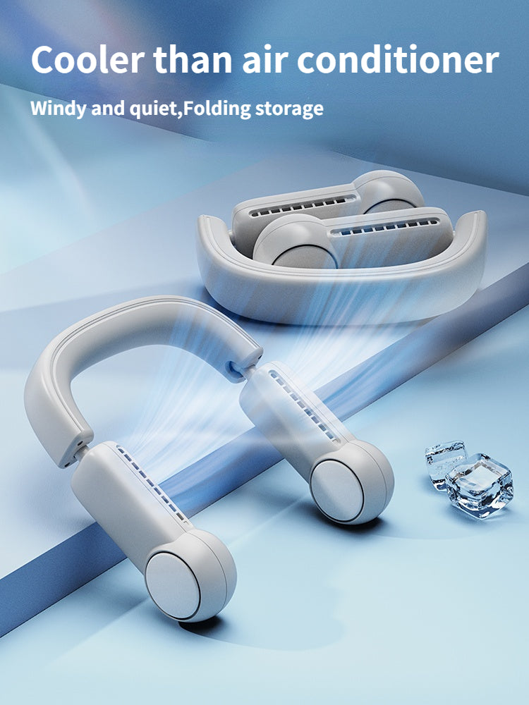 Portable Mini Neck Fan – Bladeless USB Rechargeable Wearable Neckband Fan, Leafless Hanging Air Cooler