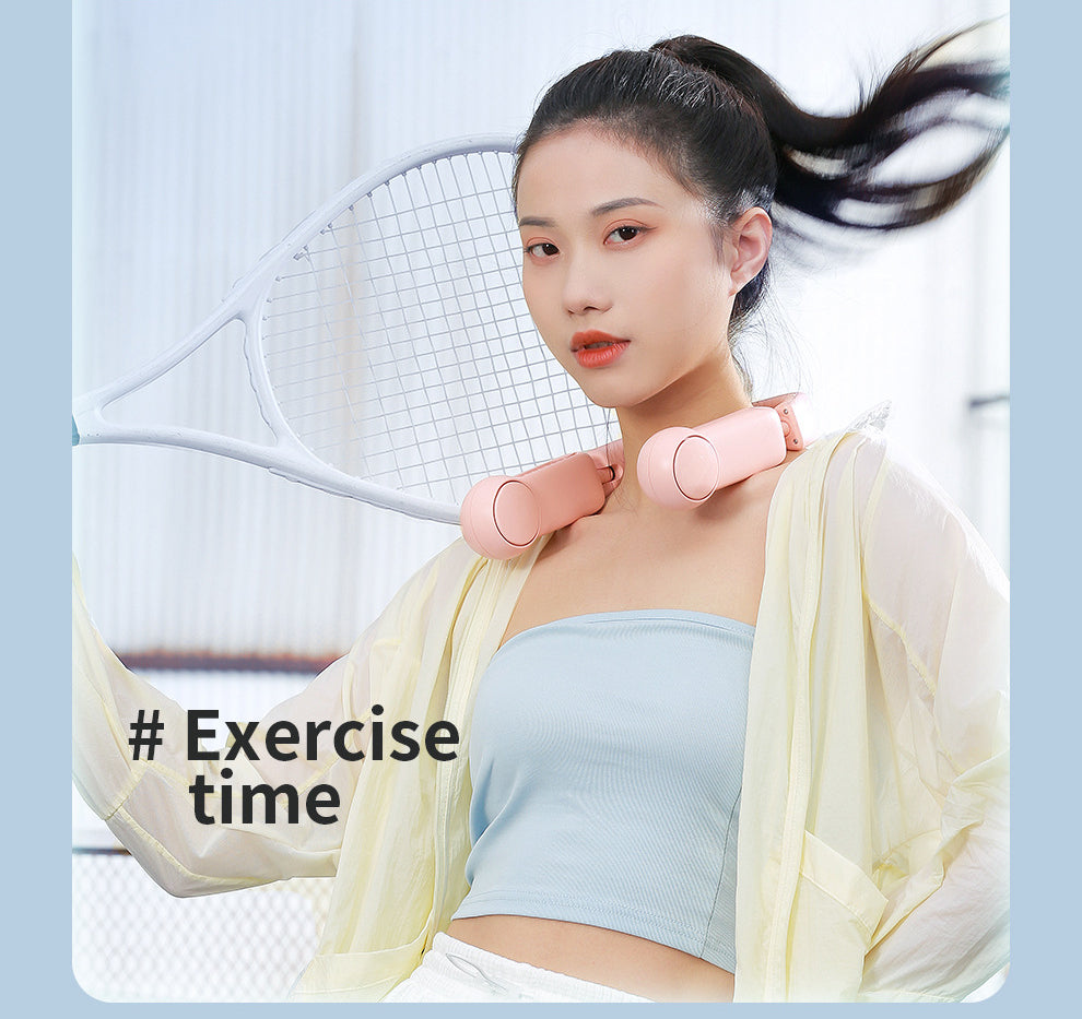 Portable Mini Neck Fan – Bladeless USB Rechargeable Wearable Neckband Fan, Leafless Hanging Air Cooler