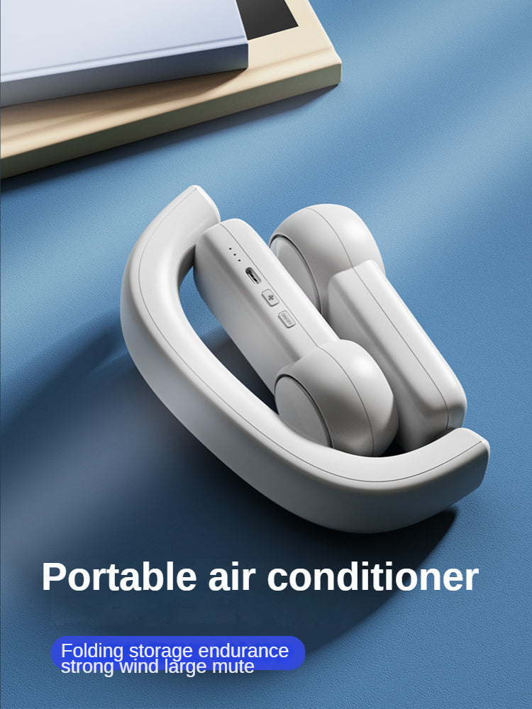 Portable Mini Neck Fan – Bladeless USB Rechargeable Wearable Neckband Fan, Leafless Hanging Air Cooler