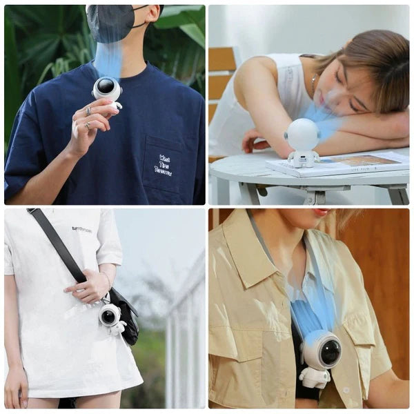 Personal Neck Fan – USB Rechargeable Astronaut Bladeless Mini Fan, Handheld & Hanging, Quiet 3-Speed Portable Cooling